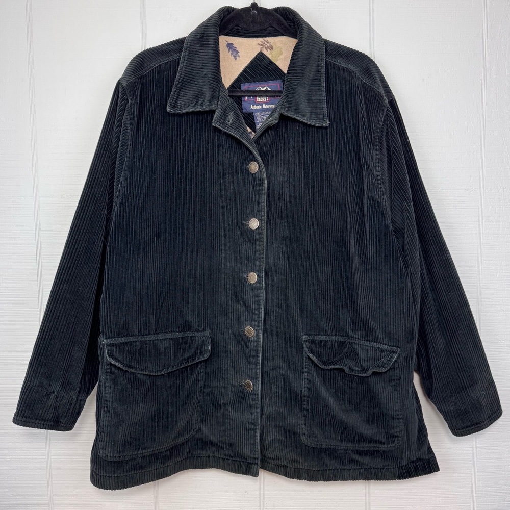 Vintage Faded Glory Black Corduroy Barn Work Jacket Insulated Blanket Lined L